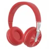 Red 958BT wireless over-ear Bluetooth headphones, with silver band featuring "wireless" text and colorful lights.