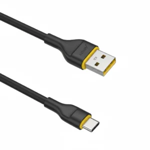 Airox CB-10 black USB-A to Type-C charging cable with yellow accented connectors.