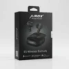 Black Airox E5 Wireless Earbuds retail box showing earbuds, open charging case, Bluetooth 5.3, and features.