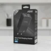 Black Airox Fast Charging Adapter AD-22 45W retail packaging with product image on a countertop.