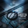 Airox V8 CB-132 LED light fast charging cable (USB-A to Micro USB) on a dark, industrial tech background with blue circuit schematics.