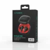 Black Audionic Airbud 550 true wireless earbuds in open black/red charging case on retail packaging.