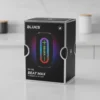 Bluks BX-193 Beat Max powerful sound speaker packaging. Black box displays speaker with vibrant RGB lights on a counter.