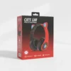 Retail packaging for red Cats Ear Wireless Headphones with RGB lighting, Bluetooth 5.0, and 40H playtime.