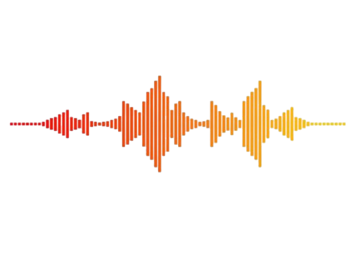 Colorful gradient sound wave spectrum from red to yellow - audio frequency equalizer visualization