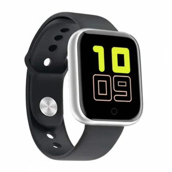 D20 Bluetooth Smart Band with black strap, silver frame, displaying 10:09. Health fitness tracker.