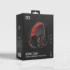 DDK 339 Wireless Bluetooth Headphones retail packaging box featuring red and black over-ear headphones with colorful RGB lights.