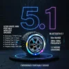 G2389 Wheel Mini portable wireless Bluetooth 5.1 speaker with colorful LED lights, displayed on an infographic.