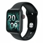 Black M7 Pro Smart Watch with time display, black strap, and silver buckle. Features voice assistant, IP68 water resistance.