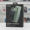 Audionic Magneto 10000 mAh 22.5W fast charging power bank retail box. Green magnetic power bank charging phone.