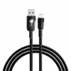 Mars Elite Series E-20 black braided USB-A to Lightning fast charging cable.