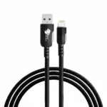 Mars Elite Series E-20 black braided USB-A to Lightning fast charging cable.