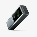 Silver AIROX PB22 20000mAh Super Power Bank, 100W PD fast charging with LED display showing 100%, and multiple ports.