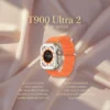 T900 Ultra 2 Smart Watch with silver case and bright orange band on a luxurious satin background.